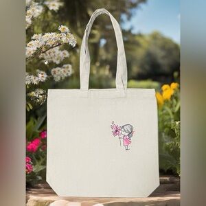 Charming embroidered Beige Tote Bag with Floral Design